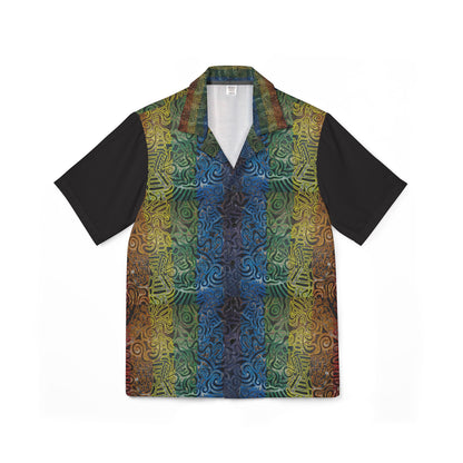 Tropical Tribal Stripe Hawaiian Shirt - Gabriella© by Brandy Young — Camp Shirt