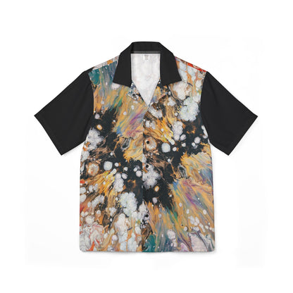 Abstract Acrylic Flow Hawaiian Shirt - Fire Clouds© by Brandy Young— Camp Shirt, Colorful Swirl Beach Button-Up
