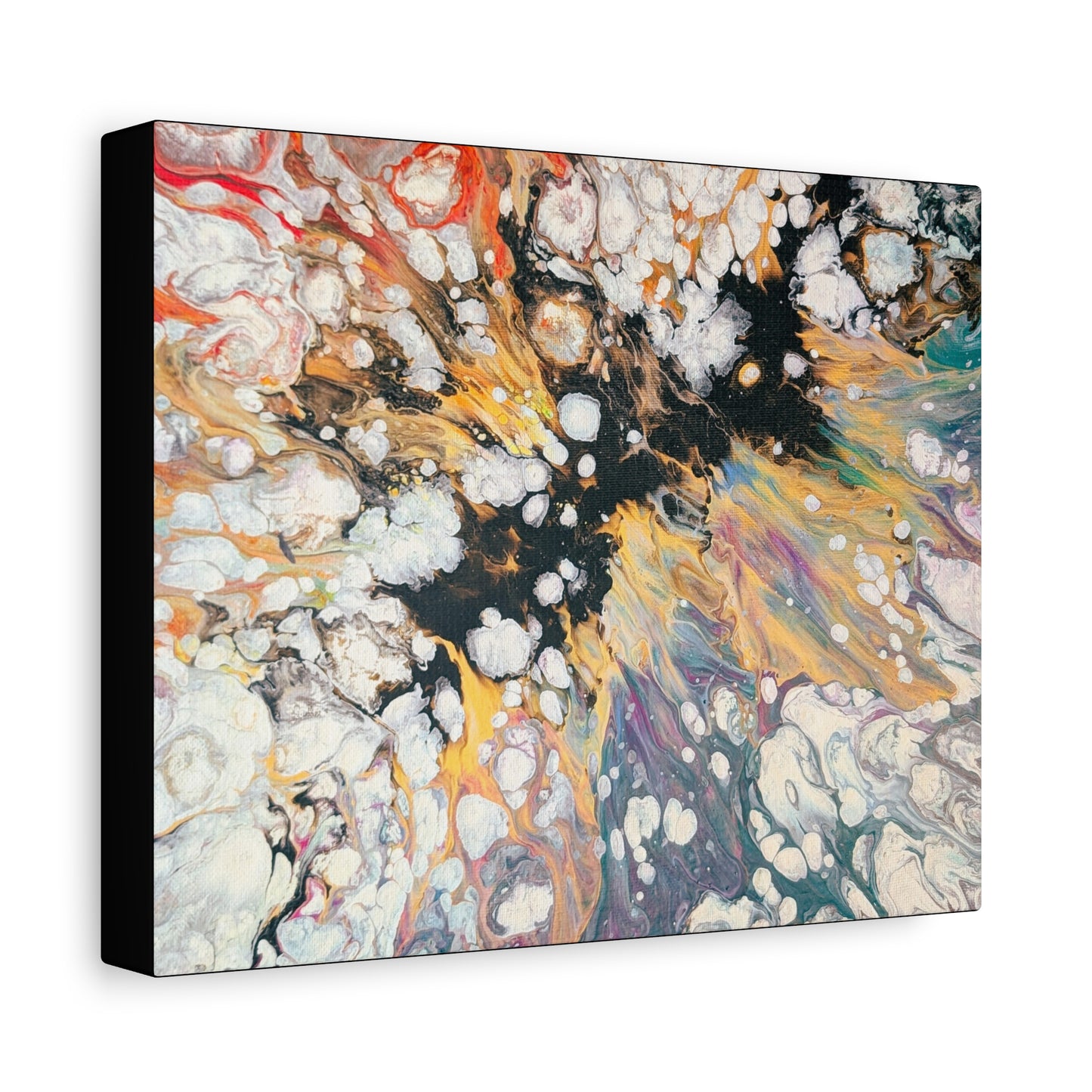 Fire Clouds© by Brandy Young - Abstract Fluid Art Canvas Print – Colorful Marble Swirl Matte Stretched Wall Art