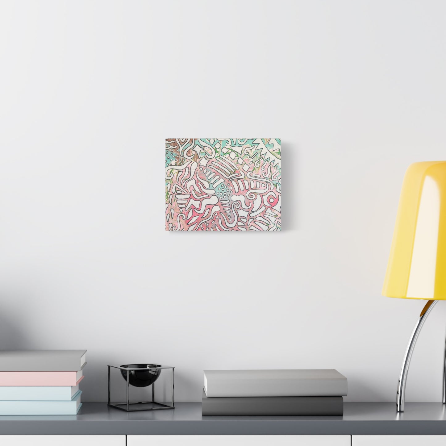 Lisa© by Brandy Young - Abstract Pastel Doodle Canvas Print – Pink & Mint Stretched Wall Art
