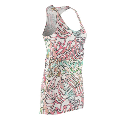 Abstract Pastel Doodle Racerback Dress - Lisa© by Brandy Young — Soft Pink & Mint All-Over Print