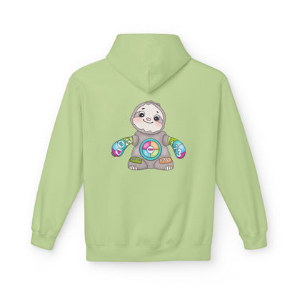 Cute Baby Sloth Hoodie with Colorful Toy Chest Graphic — Cozy Casual Pullover