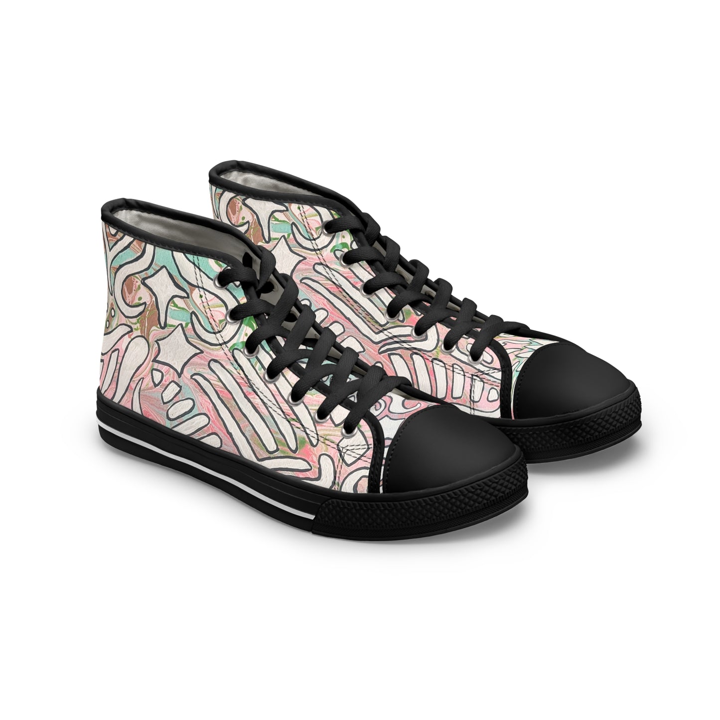Floral Pastel Doodle High-Top Sneakers  - Lisa© by Brandy Young— Artistic Casual Shoes