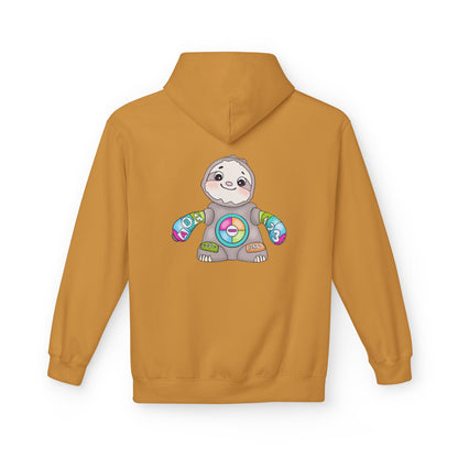 Cute Baby Sloth Hoodie with Colorful Toy Chest Graphic — Cozy Casual Pullover