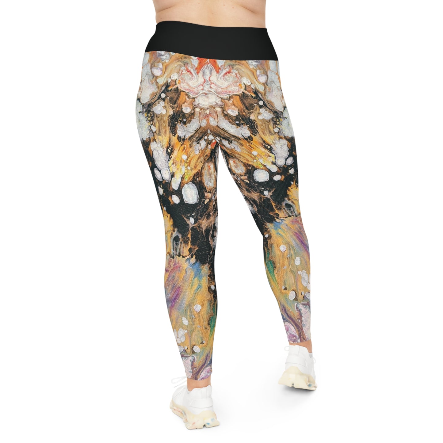 Plus Size Marble Abstract Leggings - Fire Clouds© by Brandy Young — Colorful Fluid Art All-Over Print