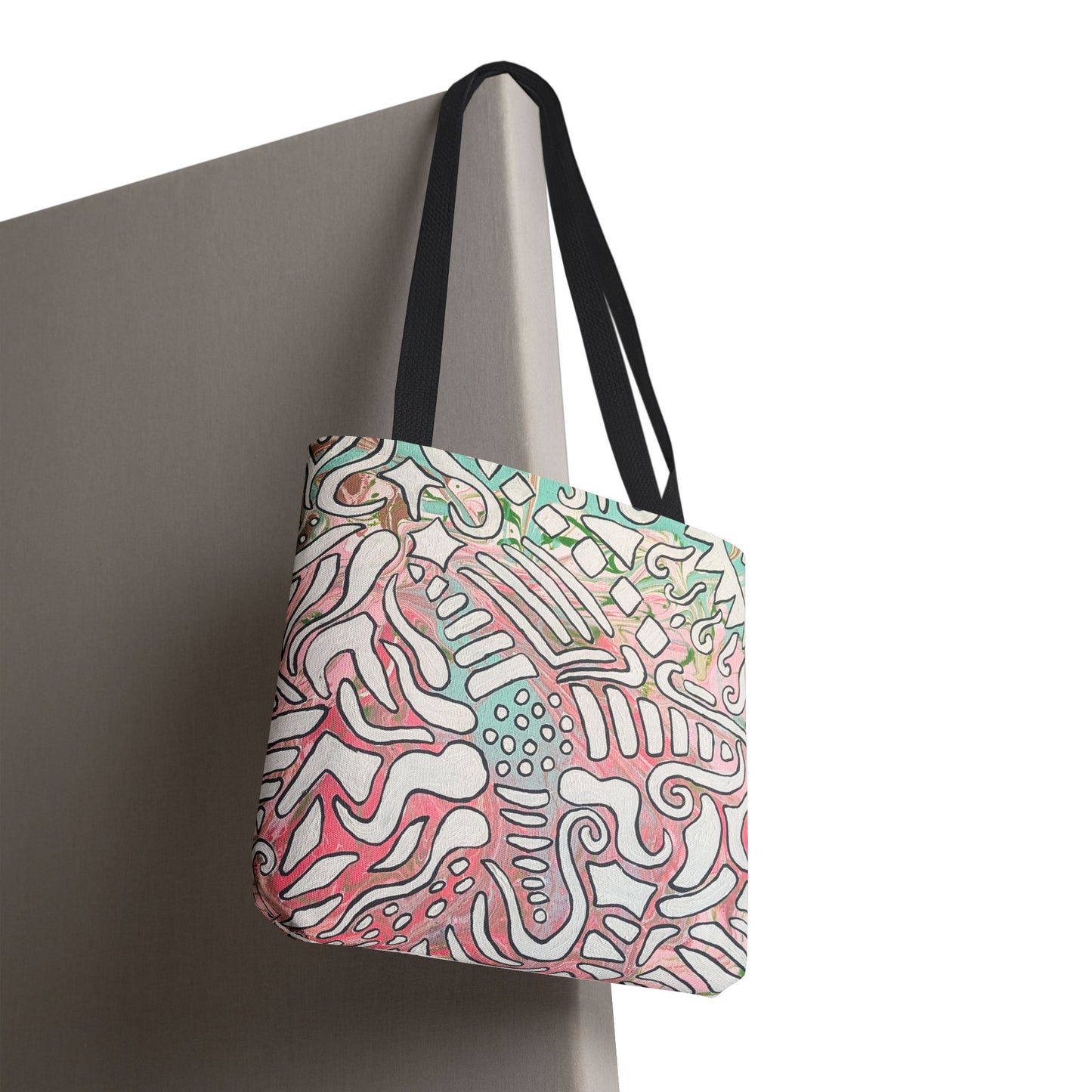 Abstract Coral Reef Pattern Tote Bag - Lisa© by Brandy Young — Pastel Ocean-Inspired All-Over Print