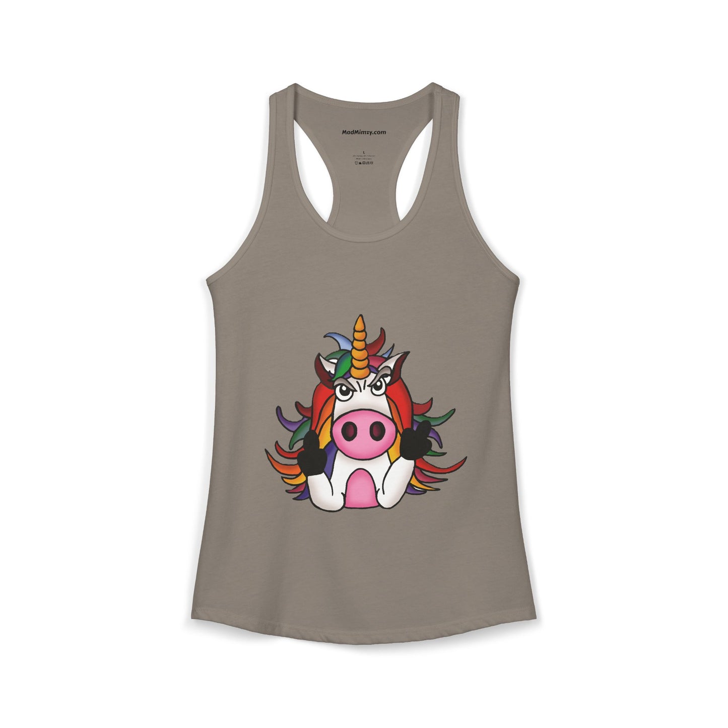 Magically Over It - Unicorn Giving the Finger - Ideal Racerback Tank