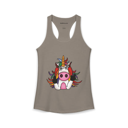 Magically Over It - Unicorn Giving the Finger - Ideal Racerback Tank