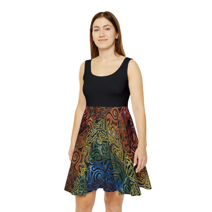 Tribal Rainbow Skater Dress - Gabriella© by Brandy Young — Boho Aztec Print Dress