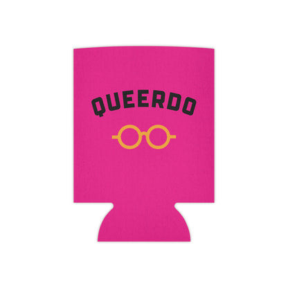 Queerdo Can Cooler – Pink Koozie with Retro Glasses Graphic