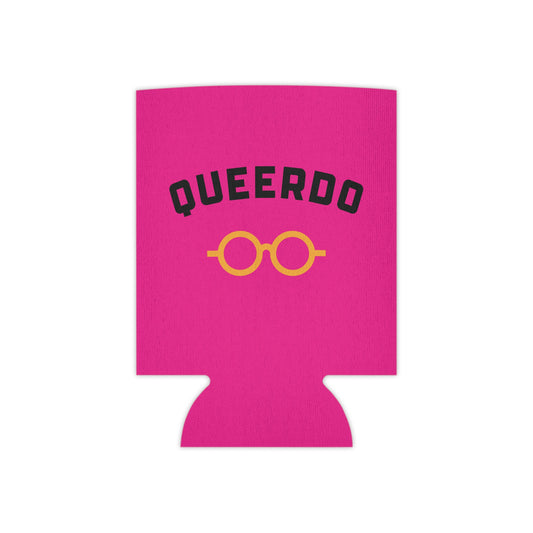 Queerdo Can Cooler – Pink Koozie with Retro Glasses Graphic