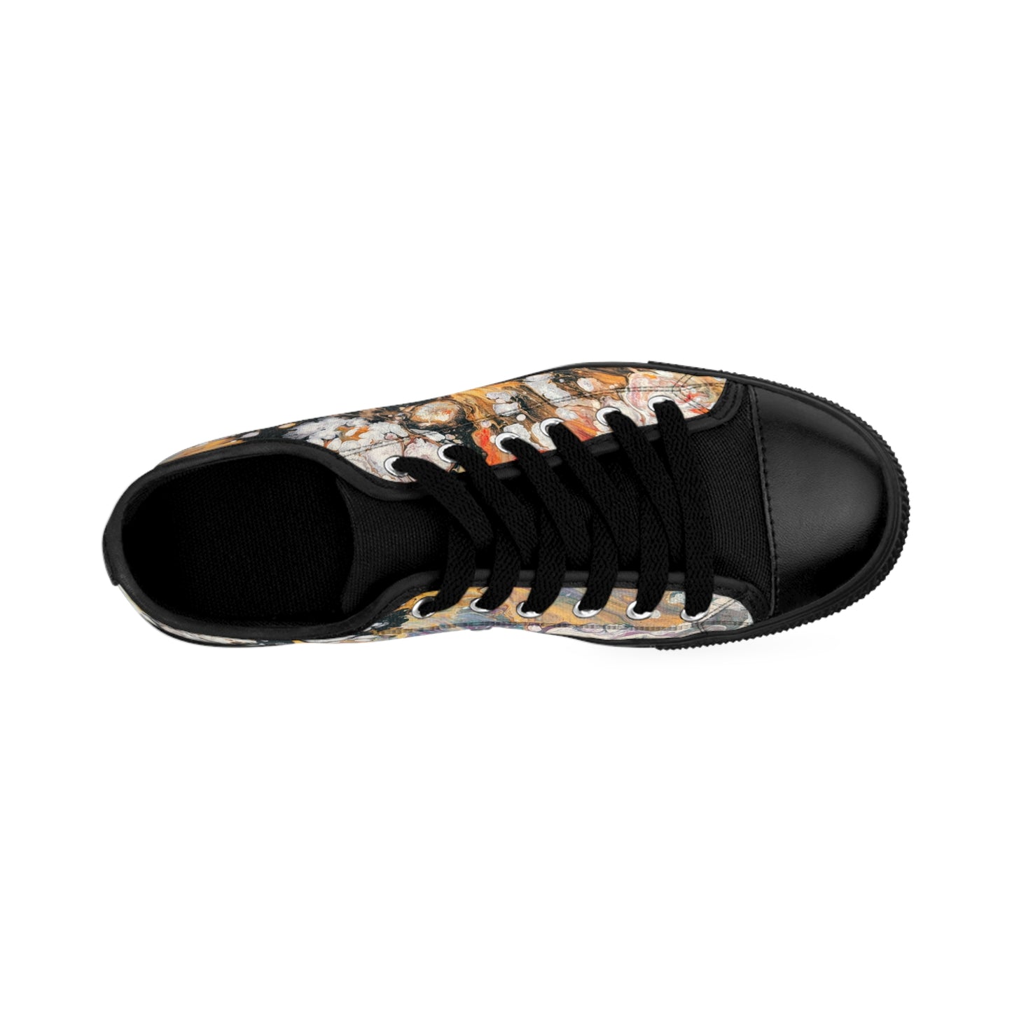 Abstract Ink Splash Men's Sneakers - Fire Clouds© by Brandy Young – Black Casual Low-Top Shoes