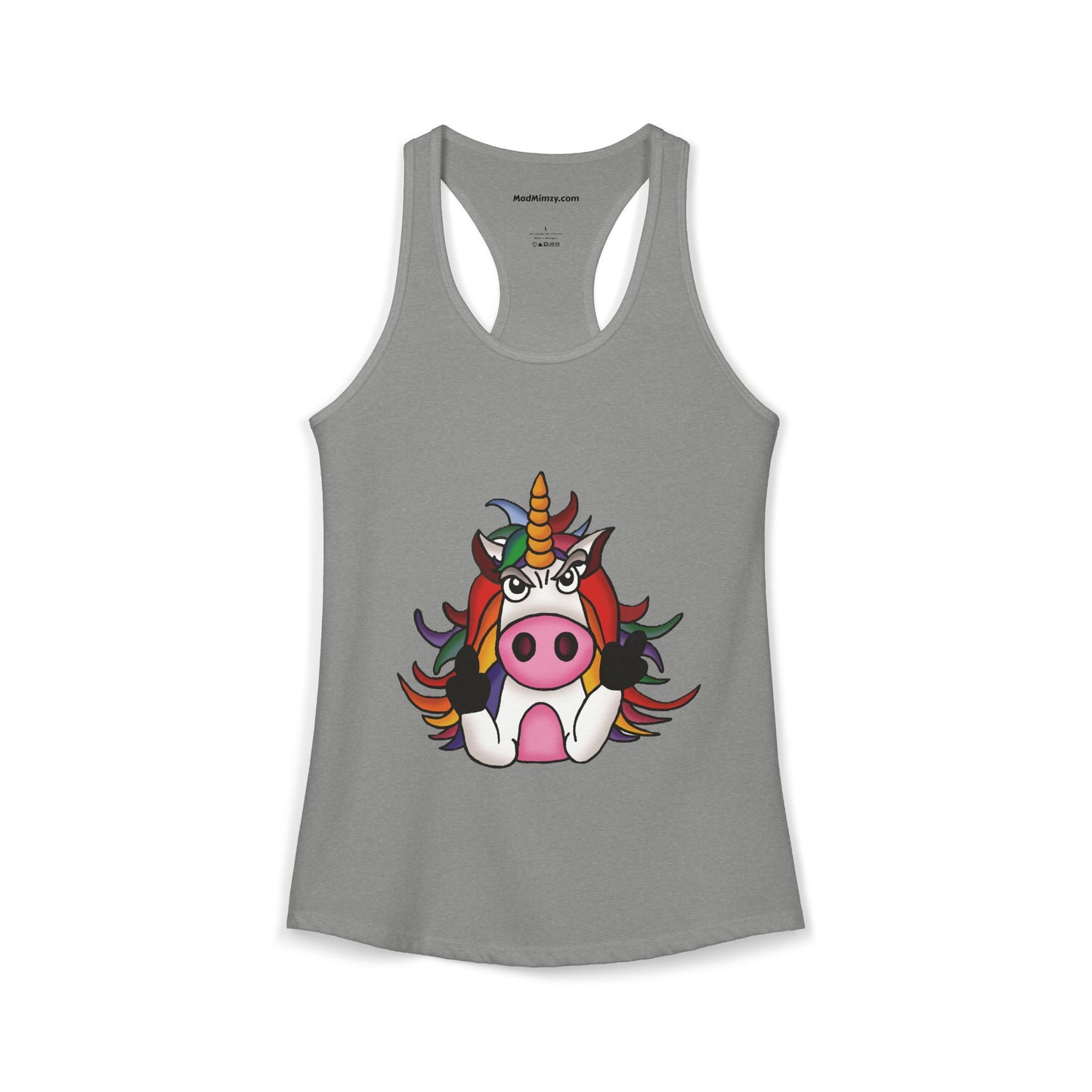 Magically Over It - Unicorn Giving the Finger - Ideal Racerback Tank