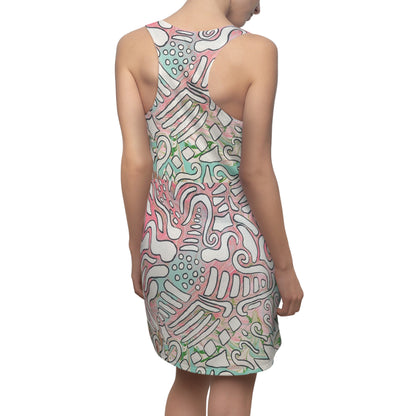 Abstract Pastel Doodle Racerback Dress - Lisa© by Brandy Young — Soft Pink & Mint All-Over Print