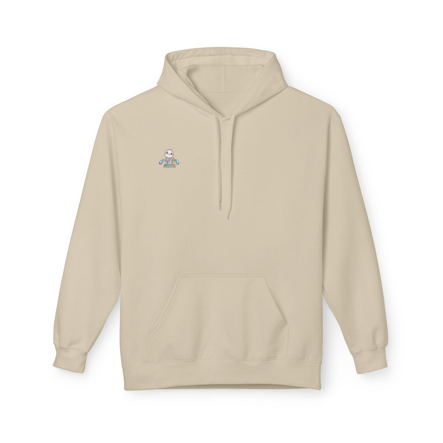 Cute Baby Sloth Hoodie with Colorful Toy Chest Graphic — Cozy Casual Pullover