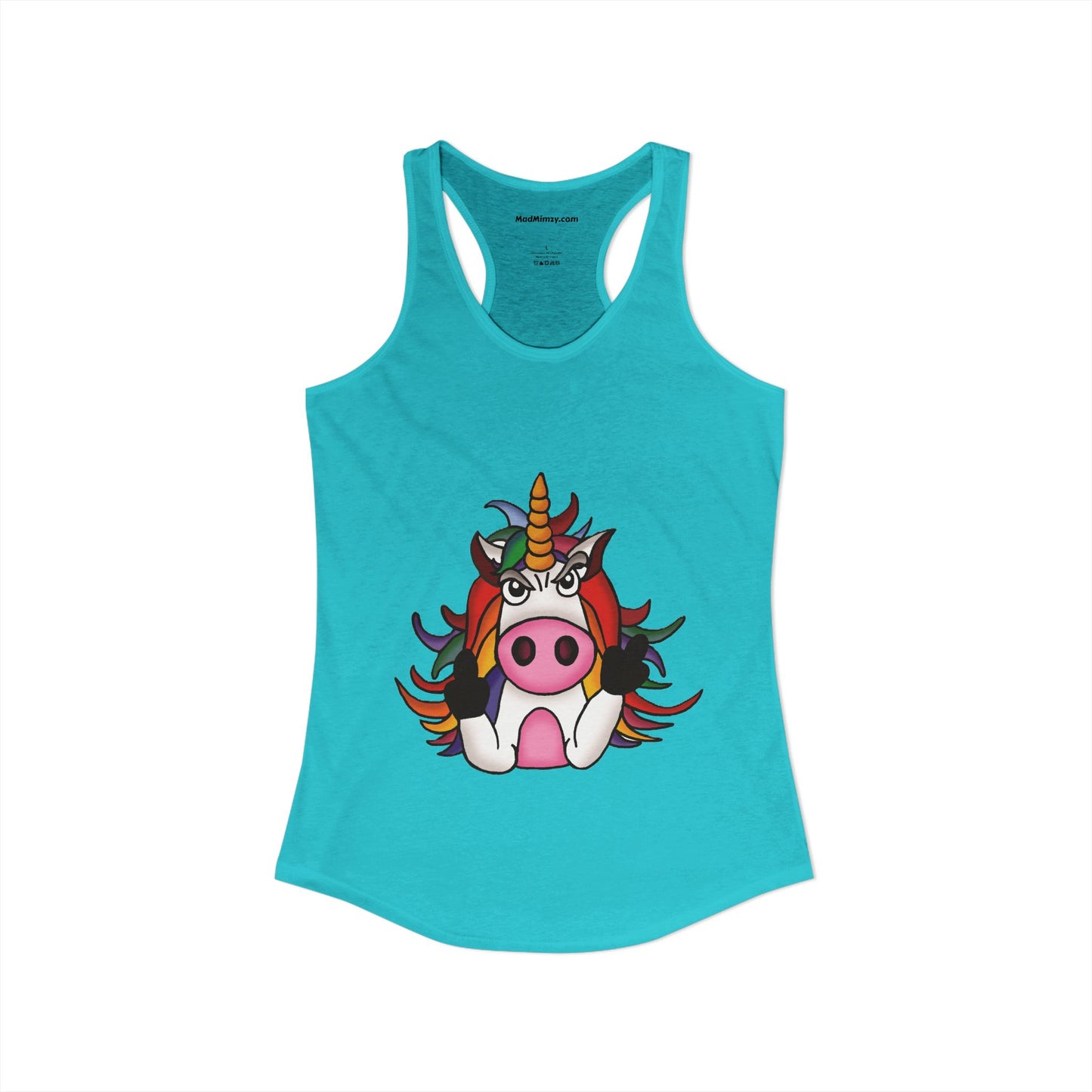 Magically Over It - Unicorn Giving the Finger - Ideal Racerback Tank