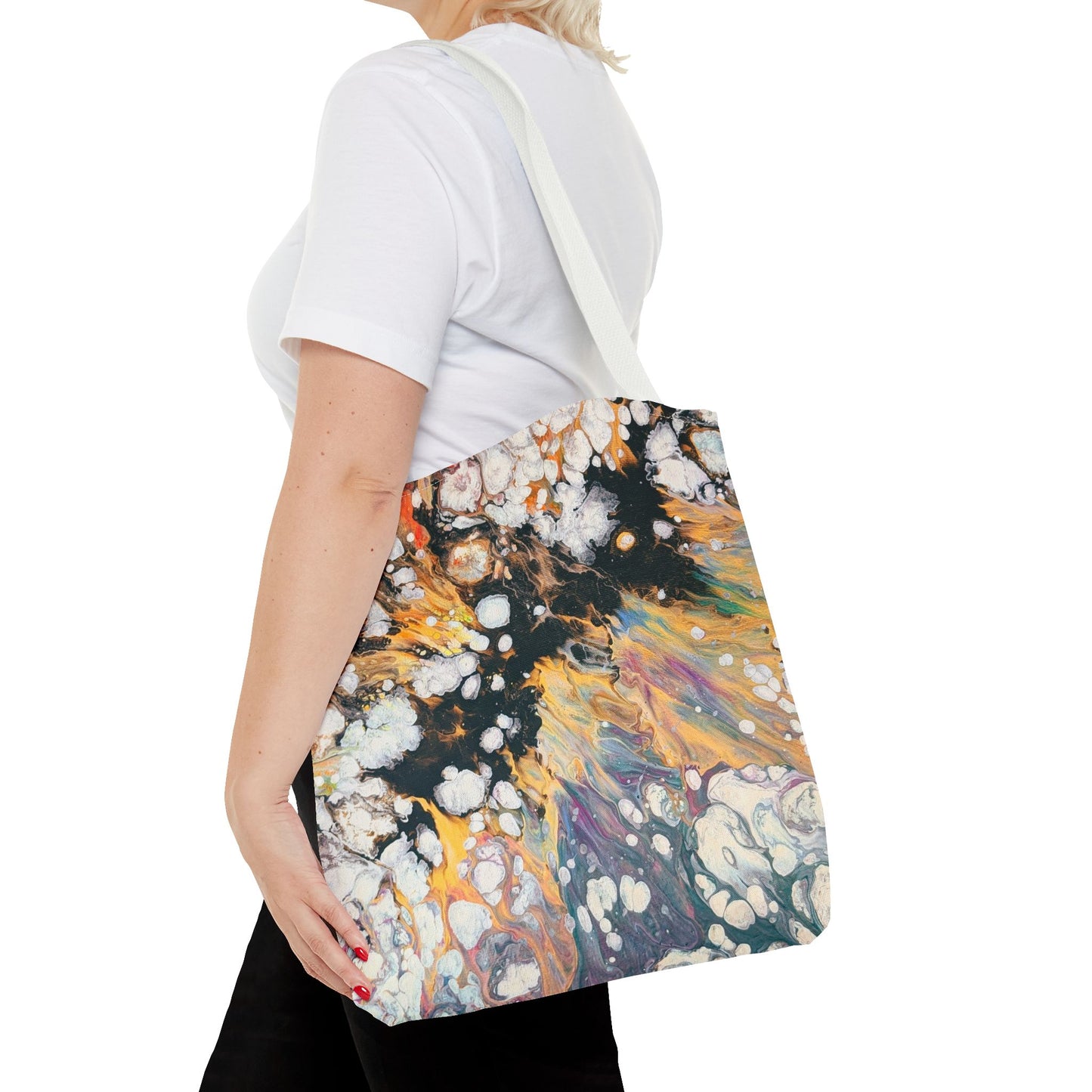 Abstract Fluid Art Tote Bag - Fire Clouds© by Brandy Young – Colorful Marble Splash All-Over Print
