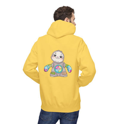 Cute Baby Sloth Hoodie with Colorful Toy Chest Graphic — Cozy Casual Pullover