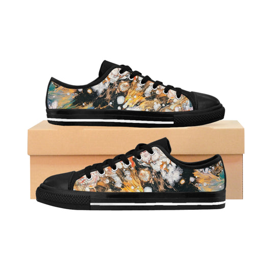 Abstract Ink Splash Men's Sneakers - Fire Clouds© by Brandy Young – Black Casual Low-Top Shoes