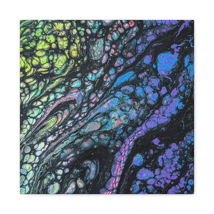 Cthuhla© by Brandy Young - Abstract Galaxy Pour Canvas Wall Art — Iridescent Fluid Painting on Matte Stretched Canvas
