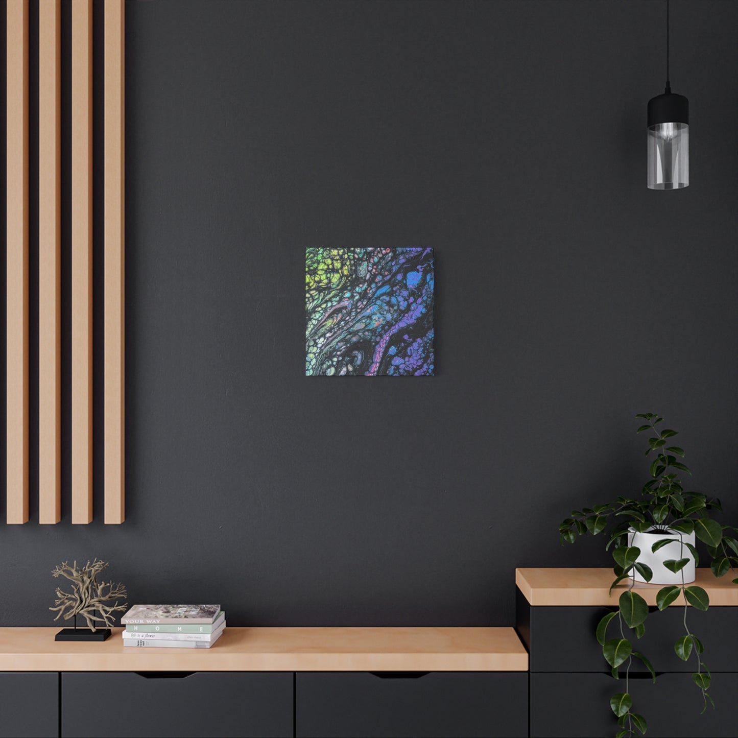 Cthuhla© by Brandy Young - Abstract Galaxy Pour Canvas Wall Art — Iridescent Fluid Painting on Matte Stretched Canvas