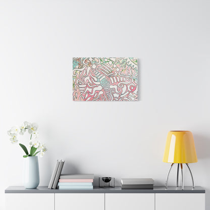 Lisa© by Brandy Young - Abstract Pastel Doodle Canvas Print – Pink & Mint Stretched Wall Art