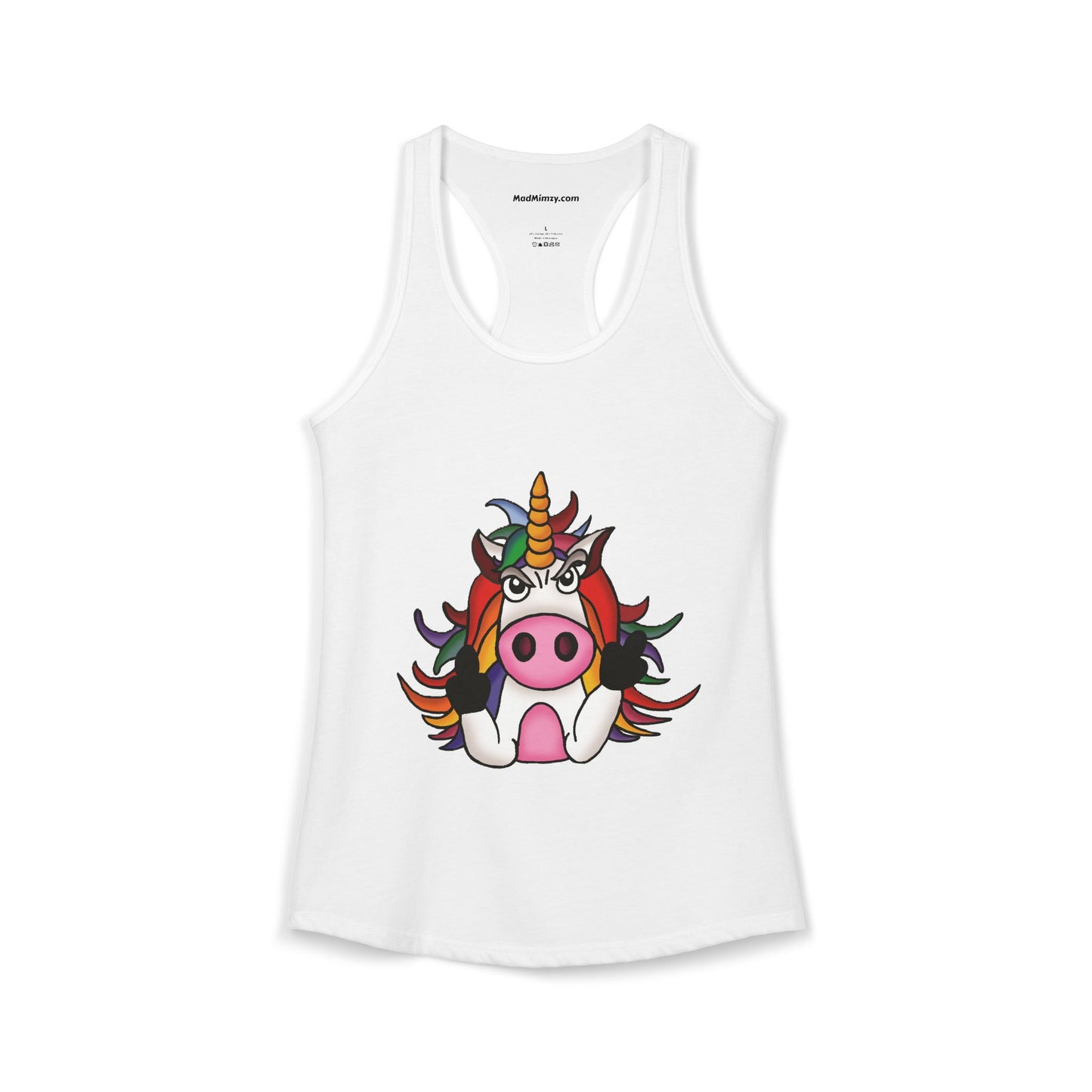 Magically Over It - Unicorn Giving the Finger - Ideal Racerback Tank