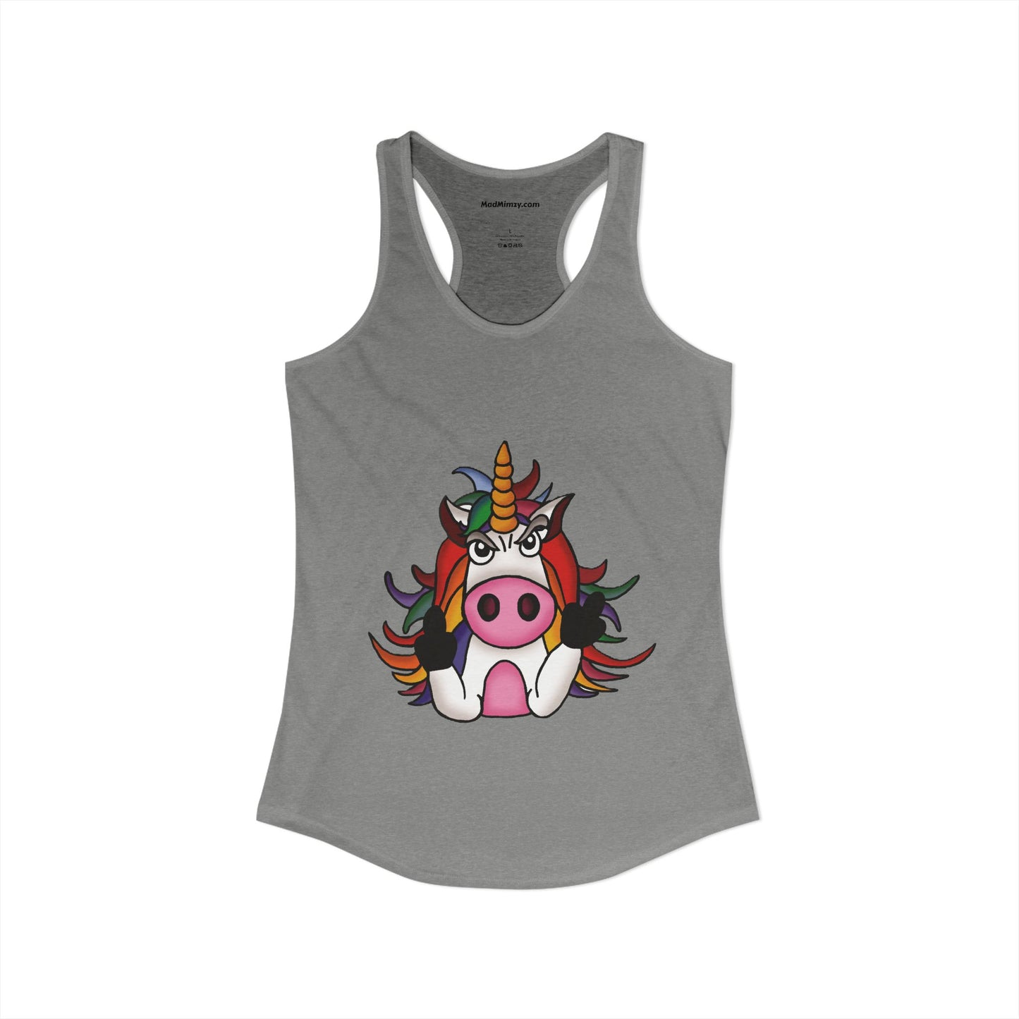 Magically Over It - Unicorn Giving the Finger - Ideal Racerback Tank