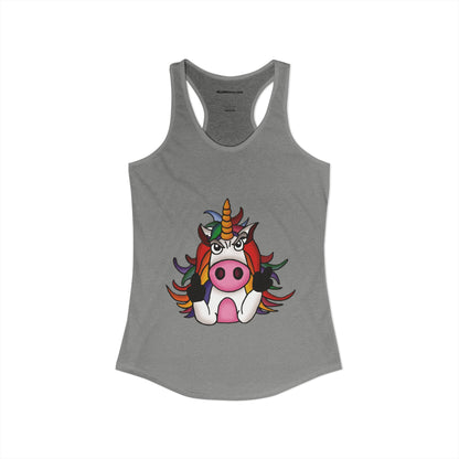 Magically Over It - Unicorn Giving the Finger - Ideal Racerback Tank