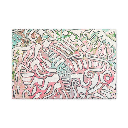 Lisa© by Brandy Young - Abstract Pastel Doodle Canvas Print – Pink & Mint Stretched Wall Art