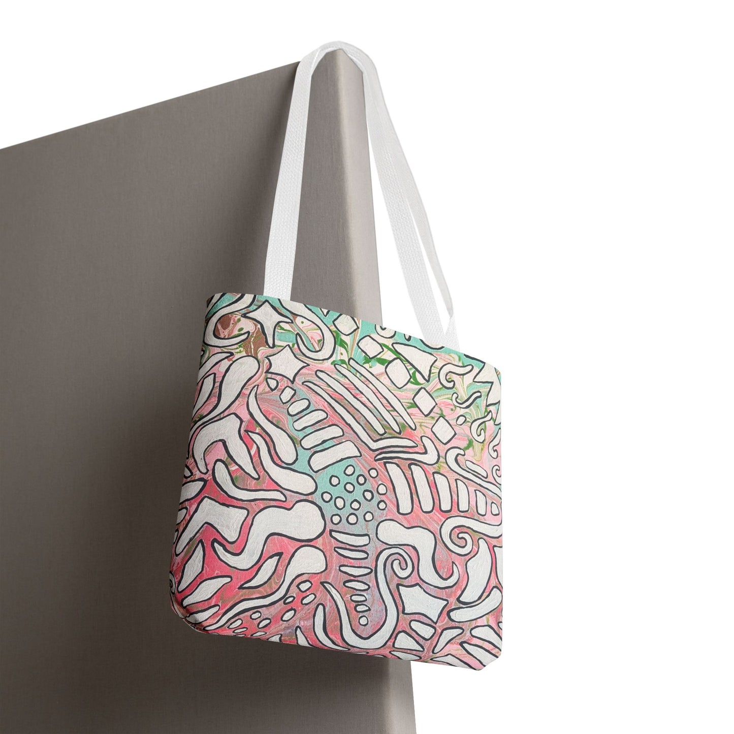 Abstract Coral Reef Pattern Tote Bag - Lisa© by Brandy Young — Pastel Ocean-Inspired All-Over Print