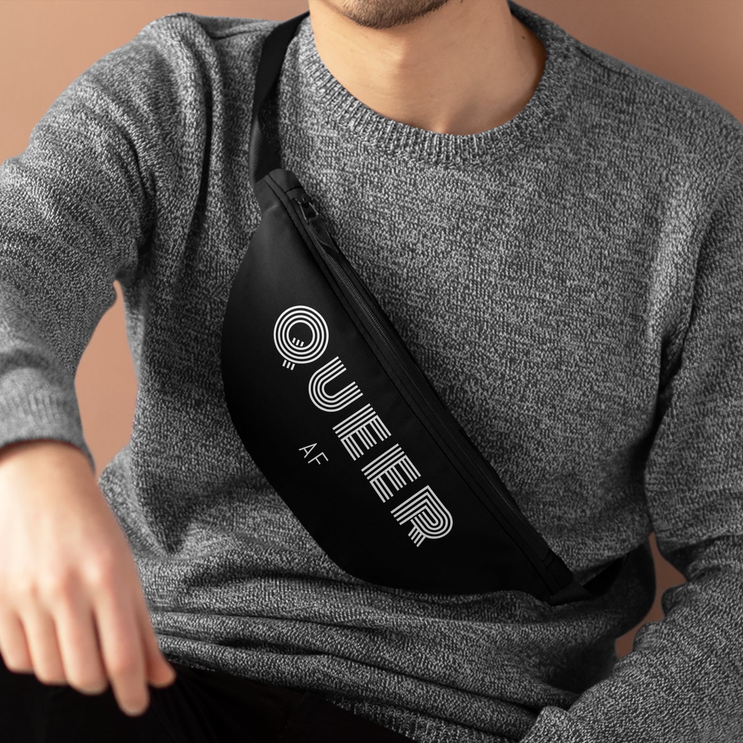 Queer AF Fanny Pack — Black Pride Belt Bag, LGBTQ+ Festival Accessory