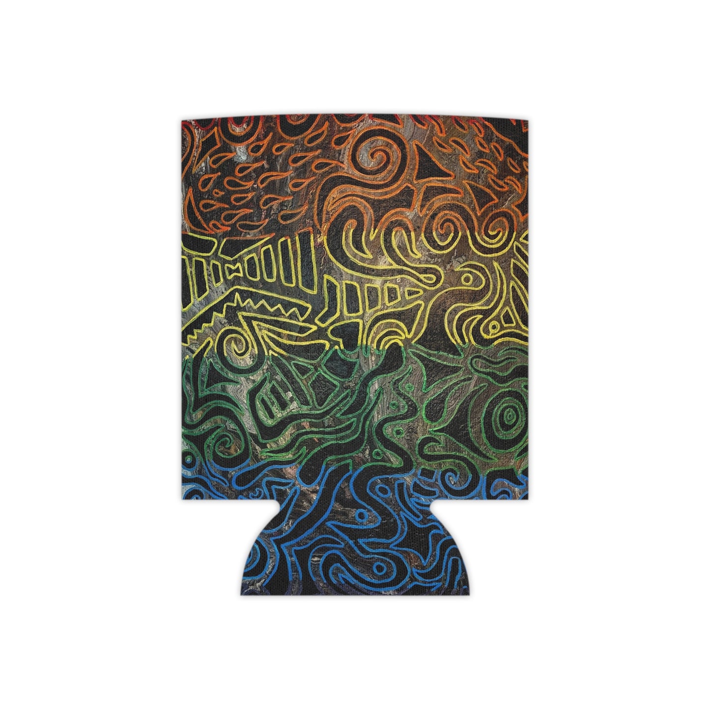 Can Cooler - Gabriella© by Brandy Young — Rainbow Tribal Swirl Neoprene Koozie
