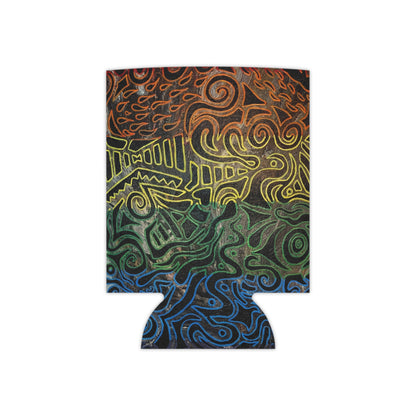 Can Cooler - Gabriella© by Brandy Young — Rainbow Tribal Swirl Neoprene Koozie