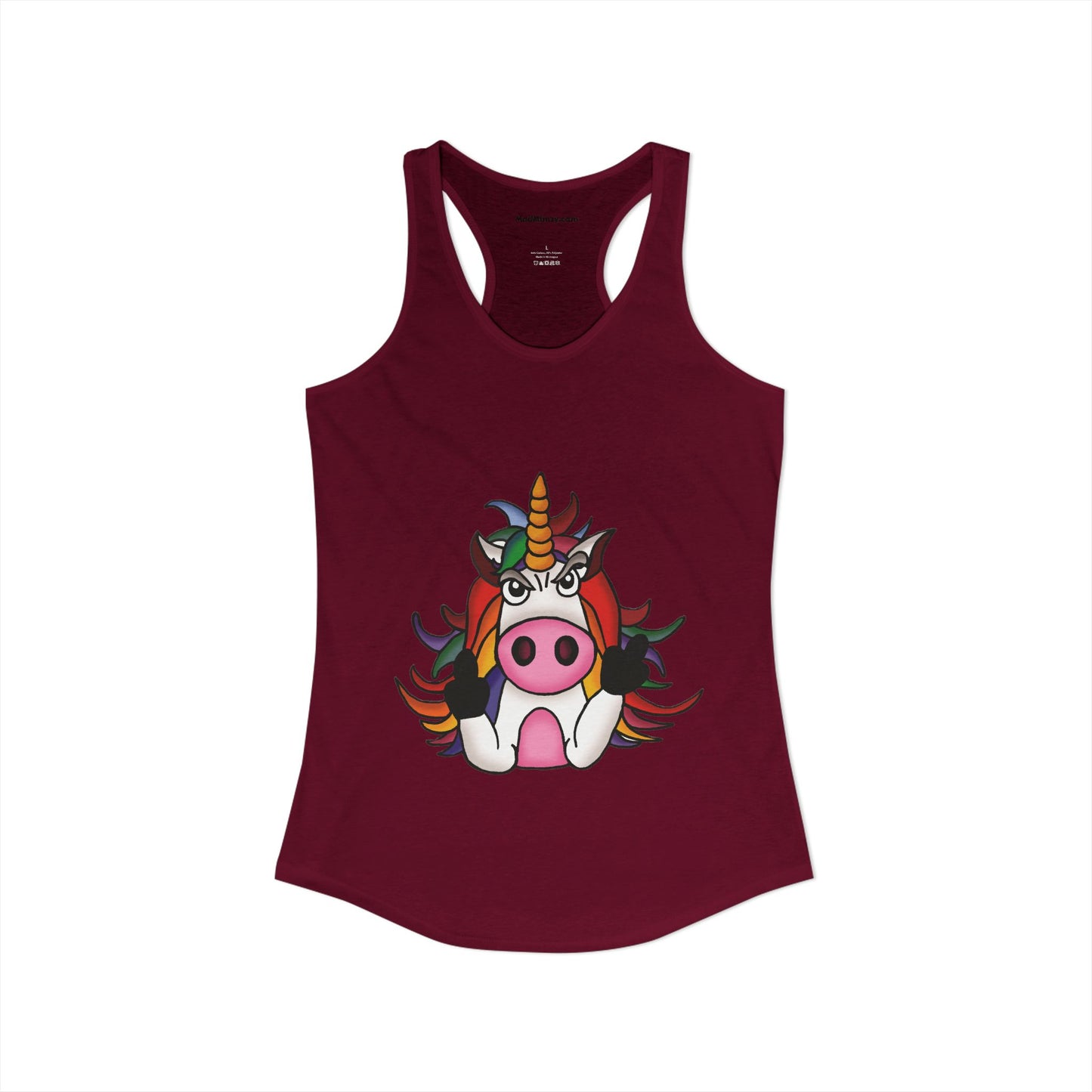 Magically Over It - Unicorn Giving the Finger - Ideal Racerback Tank