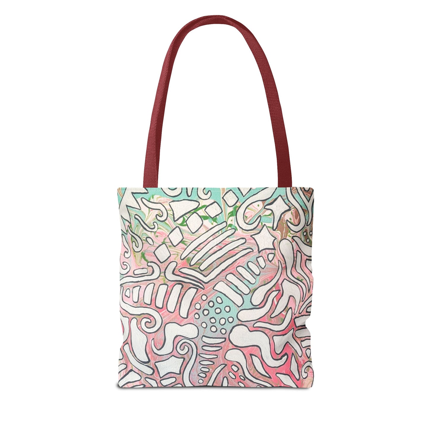 Abstract Coral Reef Pattern Tote Bag - Lisa© by Brandy Young — Pastel Ocean-Inspired All-Over Print