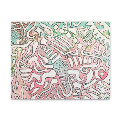 Lisa© by Brandy Young - Abstract Pastel Doodle Canvas Print – Pink & Mint Stretched Wall Art