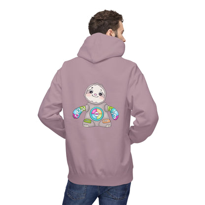 Cute Baby Sloth Hoodie with Colorful Toy Chest Graphic — Cozy Casual Pullover