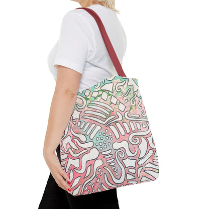 Abstract Coral Reef Pattern Tote Bag - Lisa© by Brandy Young — Pastel Ocean-Inspired All-Over Print