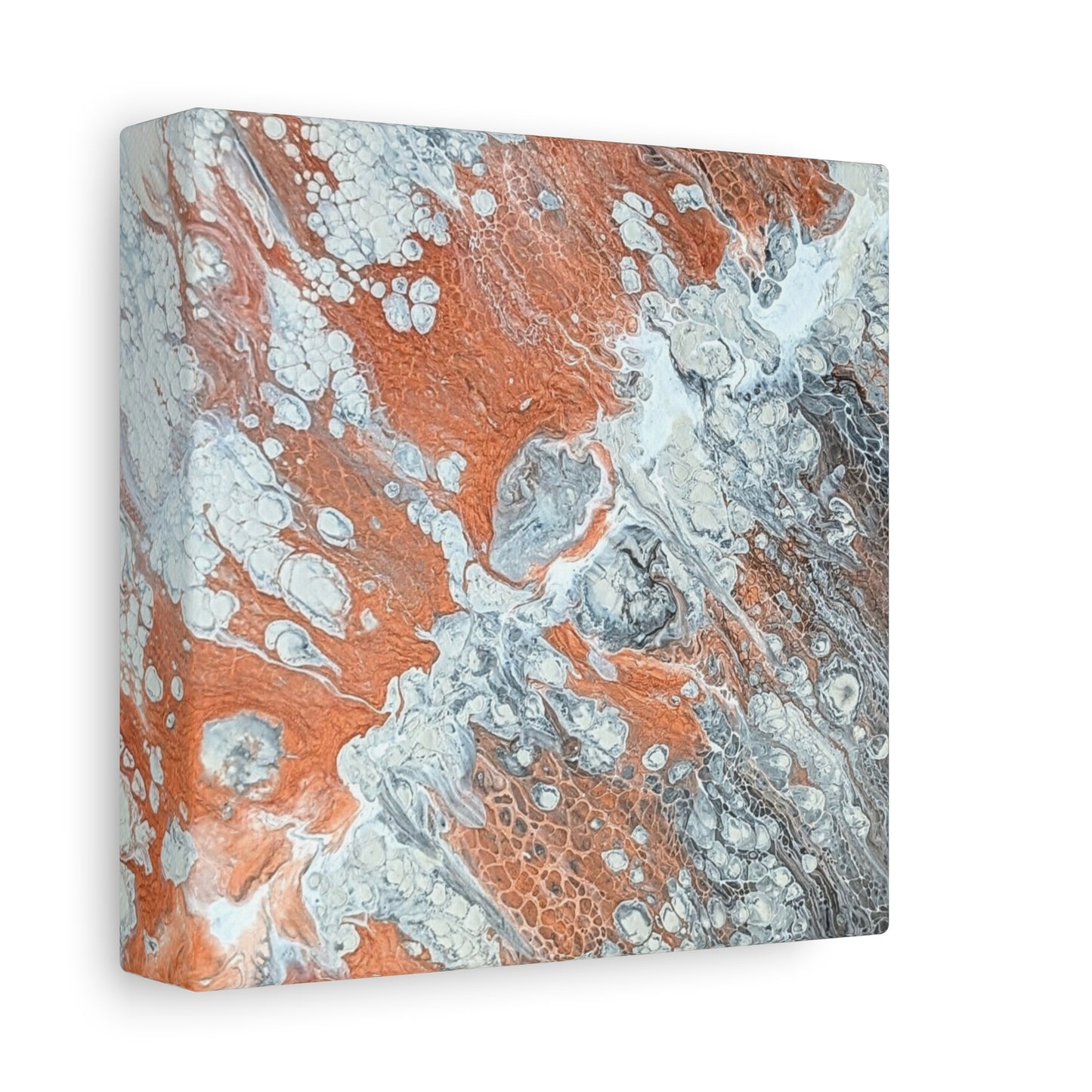 Diane© by Brandy Young - Abstract Copper & Silver Fluid Art Canvas — Modern Stretched Wall Art