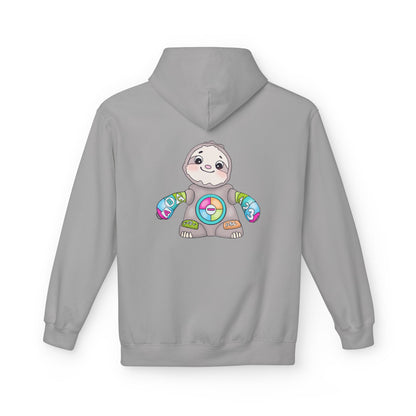 Cute Baby Sloth Hoodie with Colorful Toy Chest Graphic — Cozy Casual Pullover