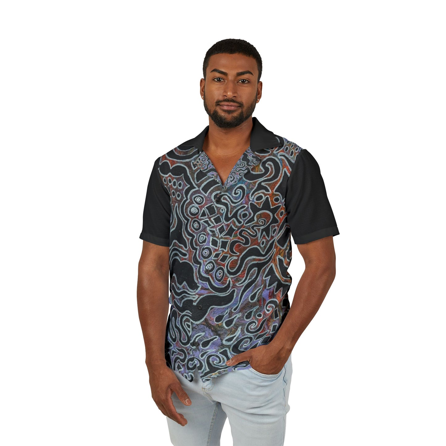 Abstract Ocean Wave Hawaiian Shirt - Delores© by Brandy Young— Men's Camp Button-Up