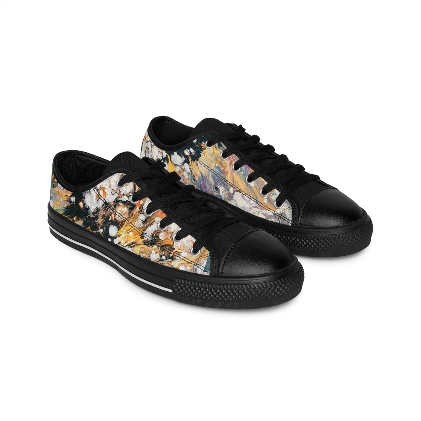 Abstract Ink Splash Men's Sneakers - Fire Clouds© by Brandy Young – Black Casual Low-Top Shoes