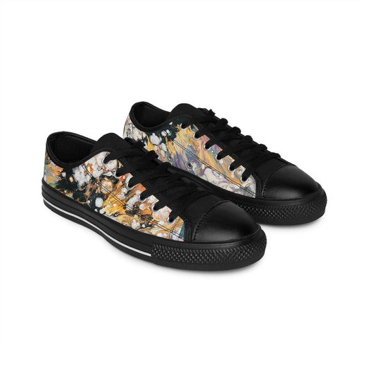 Abstract Ink Splash Men's Sneakers - Fire Clouds© by Brandy Young – Black Casual Low-Top Shoes