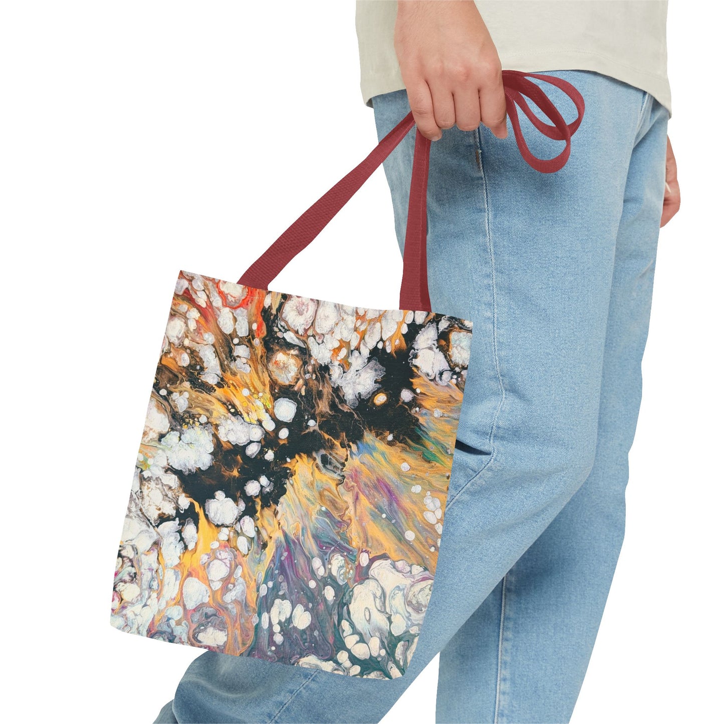 Abstract Fluid Art Tote Bag - Fire Clouds© by Brandy Young – Colorful Marble Splash All-Over Print