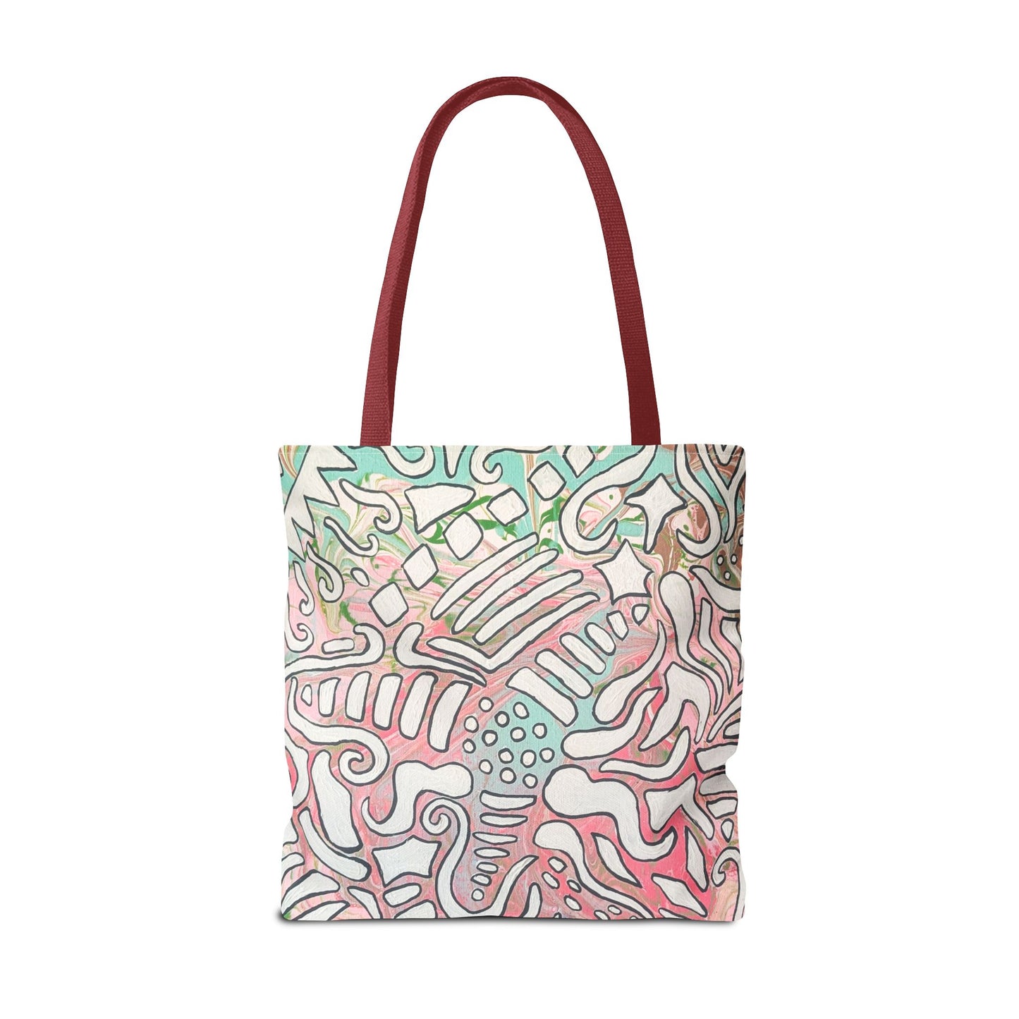 Abstract Coral Reef Pattern Tote Bag - Lisa© by Brandy Young — Pastel Ocean-Inspired All-Over Print