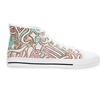 Floral Pastel Doodle High-Top Sneakers  - Lisa© by Brandy Young— Artistic Casual Shoes
