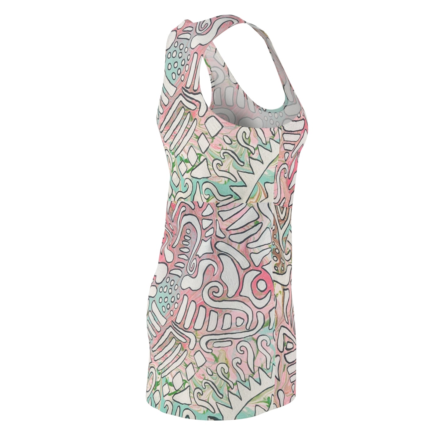 Abstract Pastel Doodle Racerback Dress - Lisa© by Brandy Young — Soft Pink & Mint All-Over Print