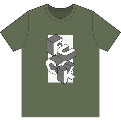 F*ck Block Letter Recycled Tee — Olive Graphic Streetwear Tee