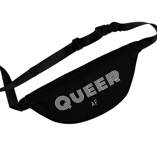 Queer AF Fanny Pack — Black Pride Belt Bag, LGBTQ+ Festival Accessory